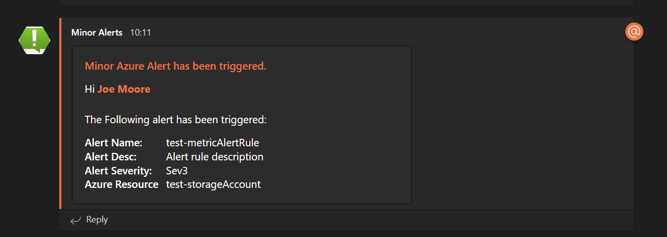 Azure Metric Alerts and Microsoft Teams